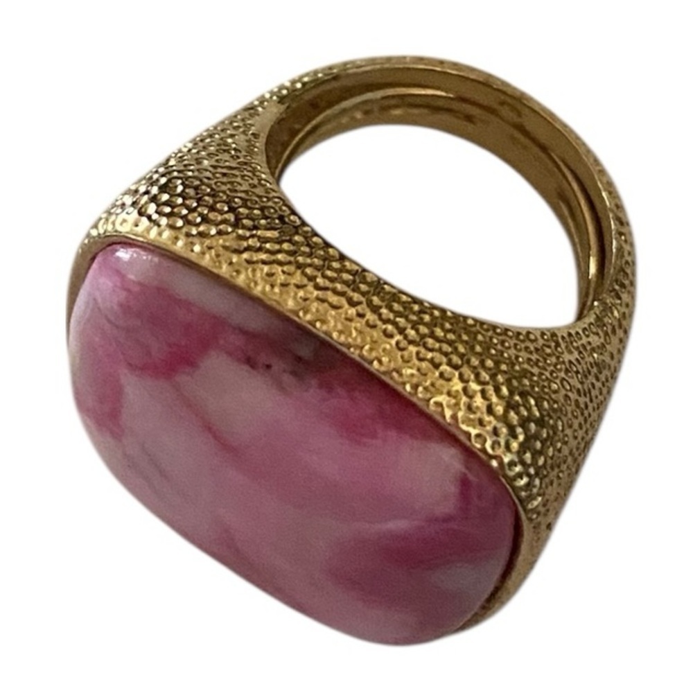 Pink Rhodochrosite Stone / Gem Gold plated Statement Ring boho chic Jewelry